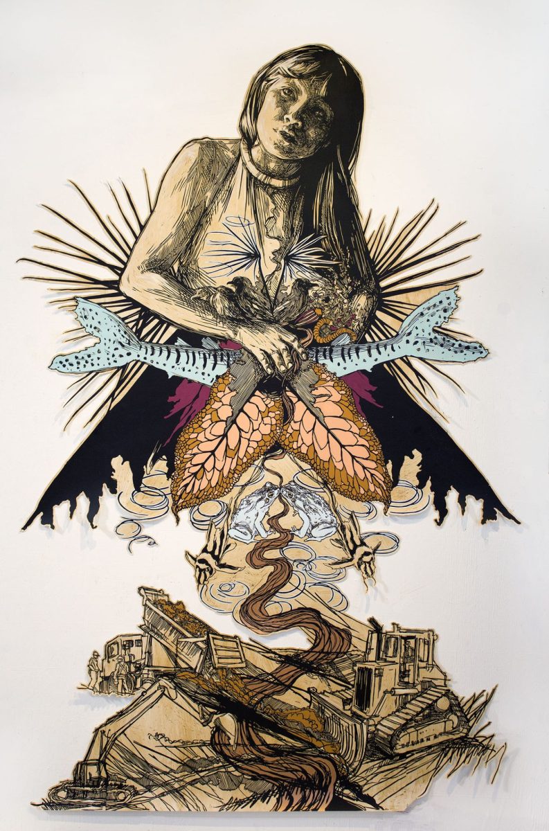 CAPITALE(S) 60 ANS D'ART URBAIN À PARIS : L'expo de street art prolongée jusqu'au 3 juin 2023 à l'hôtel de ville de Paris 13 Swoon Kamayura Mylar 238 x 156 cm Courtesy Galerie LJ JULIA FORMA