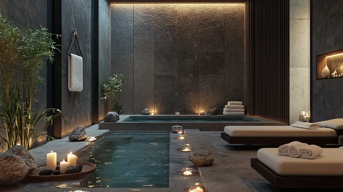 serene luxury spa setup with candles fresh towels tranquil ambiance copie